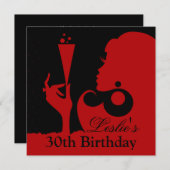 Invitation Fête de cocktail pour 30 ans rouge (Devant / Derrière)