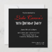 Invitation Fête de cocktail pour 30 ans rouge (Dos)
