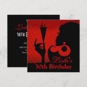 Invitation Fête de cocktail pour 30 ans rouge (Devant / Derrière)