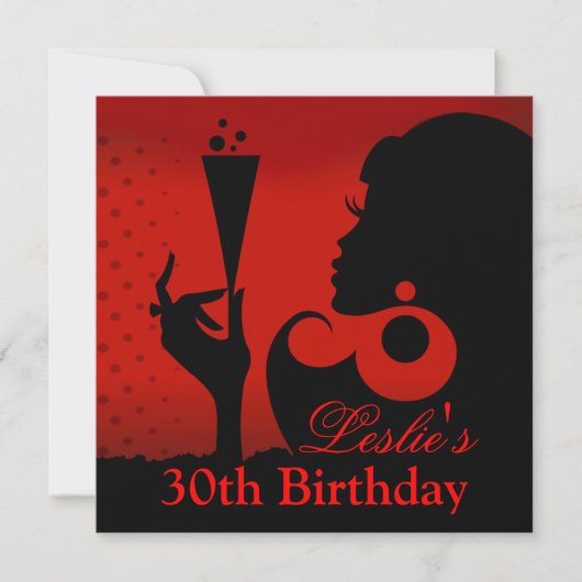Invitation Fête de cocktail pour 30 ans rouge (Devant)