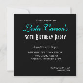 Invitation Fête de cocktail pour 30 ans teal (Dos)
