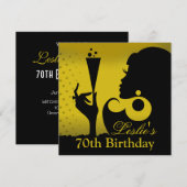 Invitation Fête de cocktail pour 70 ans jaune (Devant / Derrière)