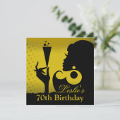 Invitation Fête de cocktail pour 70 ans jaune (Debout devant)