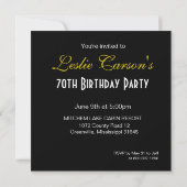 Invitation Fête de cocktail pour 70e anniversaire jaune (Dos)