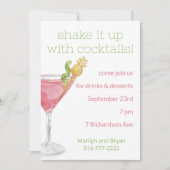 Invitation Fête de cocktail Rose Cosmopolitan Shake It Up! (Devant)