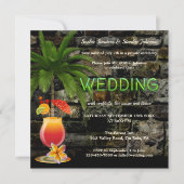 Invitation Fête de Cocktail Tropical Neon Après Mariage (Devant)