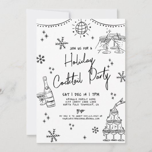 Invitation Fête de Cocktail Whimsical Created Main (Devant)