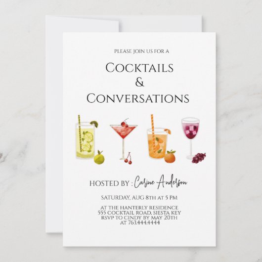 Invitation Fête de cocktails amusants et de conversation (Devant)