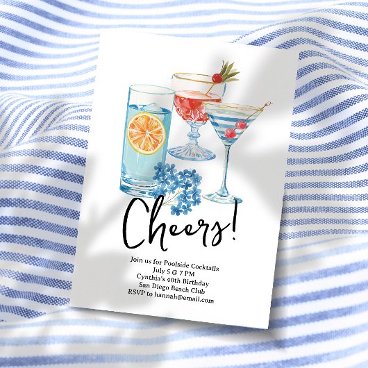 Invitation Fête de cocktails Cheers