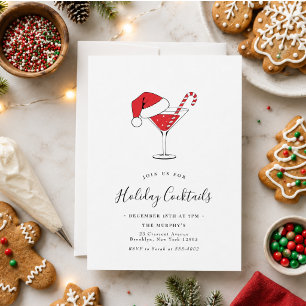 Invitation Fête de cocktails de fêtes Boissons de Noël Fête d