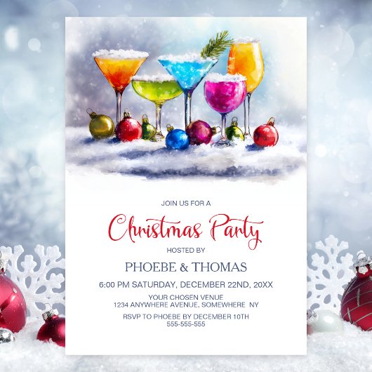Invitation Fête de cocktails de Noël