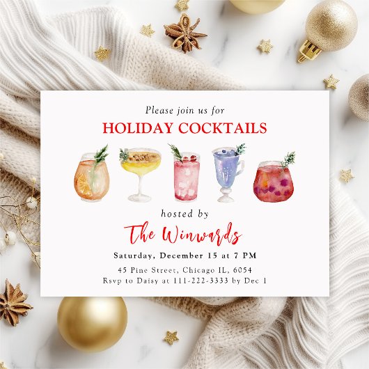 Invitation Fête de cocktails de Noël
