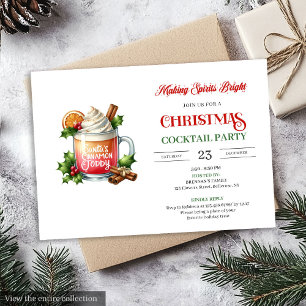 Invitation Fête de cocktails de Noël éditable à l'aquarelle c