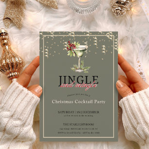 Invitation Fête de cocktails de Noël : sonnez et mélangez