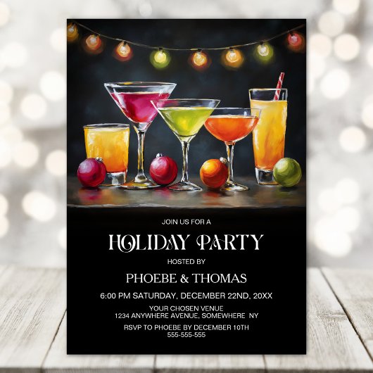 Invitation Fête de cocktails de vacances