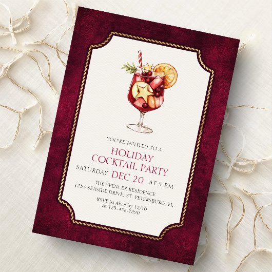 Invitation Fête de cocktails des Fêtes