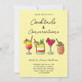 Invitation Fête de cocktails dessinés à la main et de convers (Devant)