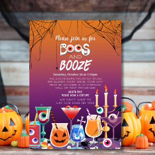 Invitation Fête de cocktails d'Halloween avec des boissons et