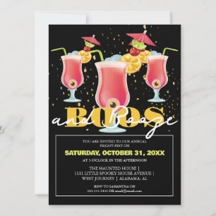 Invitation Fête de cocktails d'Halloween Boos et Boissons mod
