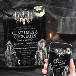 Invitation Fête de cocktails d'Halloween de costume gothique