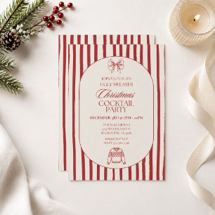 Invitation Fête de cocktails élégante de Noël avec pull moche