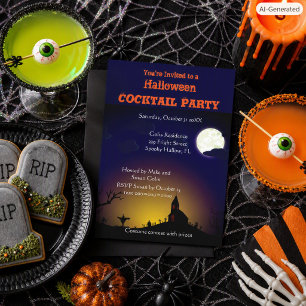Invitation Fête de cocktails en costumes effrayants pour Hall