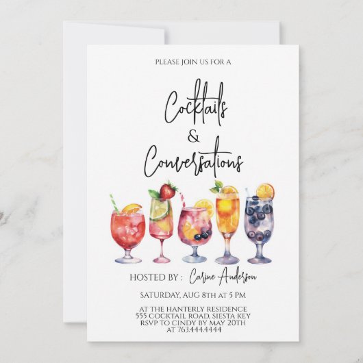 Invitation Fête de cocktails et de conversation (Devant)