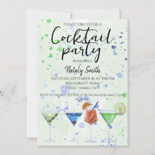 Invitation Fête de cocktails Watercolor