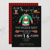 Invitation Fête de collecte de fonds de Noël moche pull (Devant / Derrière)