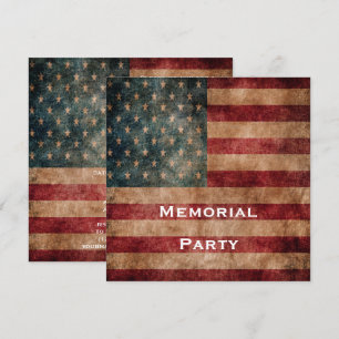 Invitation Fête de commémoration Vintage Grunge USA Stars & S
