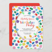 Invitation Fête de confettis colorés (Devant / Derrière)