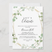 Invitation Fête de confettis dorés Eucalyptus Fêtons (Devant)