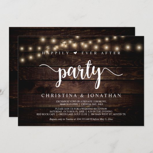 Invitation Fête de conte de fée, Guirlande lumineuse, Fugue a (Devant / Derrière)