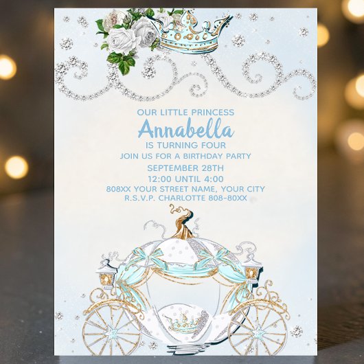 Invitation Fête de conte de fées Carrosse de Cendrillon
