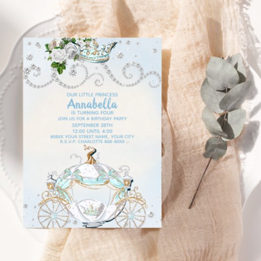 Invitation Fête de conte de fées Carrosse de Cendrillon