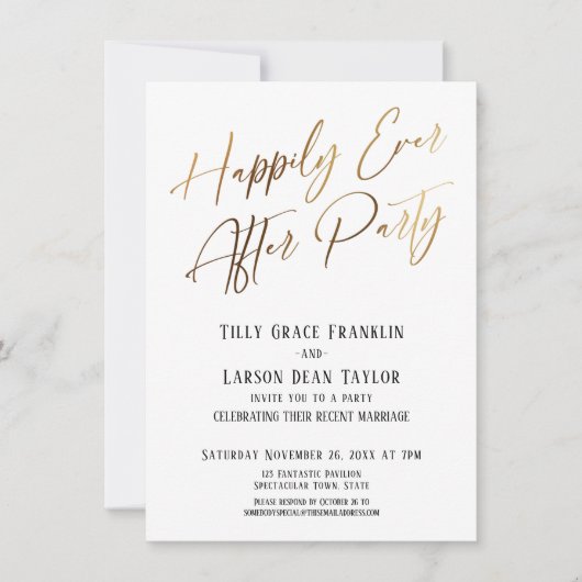 Invitation Fête de conte de fées dorée Typographie élégante (Devant)