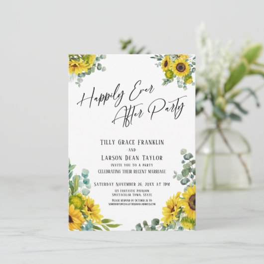 Invitation Fête de conte de fées Eucalyptus Tournesol (Debout devant)