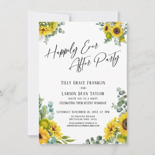 Invitation Fête de conte de fées Eucalyptus Tournesol (Devant)