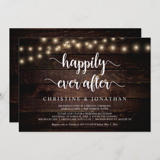 Invitation Fête de conte de fées, Guirlande lumineuse, Fuite  (Devant / Derrière)