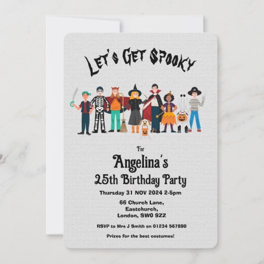 Invitation Fête de costume d'anniversaire Éffrayant personnal (Devant)