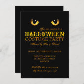 Invitation Fête de costume d'Halloween Chat noir Jaune (Devant / Derrière)