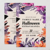 Invitation Fête de costume d'Halloween florale enchantée (Devant / Derrière)