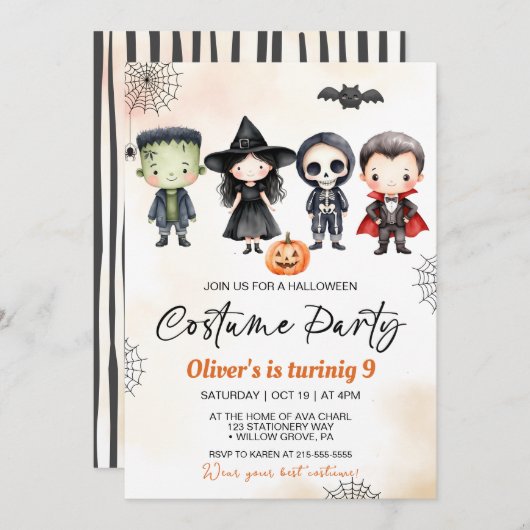 Invitation Fête de costume d'Halloween Spooktacular Anniversa (Devant / Derrière)