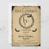Invitation Fête de costume d'Halloween squelette éffrayant (Devant)