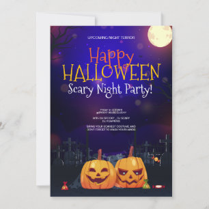 Invitation fête de costume d'Halloween, Terreur de la nuit d'