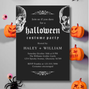 Invitation Fête de costume d'Halloween Thème crâne gothique e
