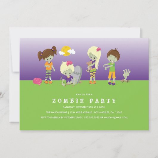 Invitation Fête de costume Zombie (Devant)