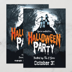 Invitation Fête de costumes d'Halloween dans une maison hanté