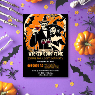 Invitation Fête de costumes d'Halloween pour adultes, moment