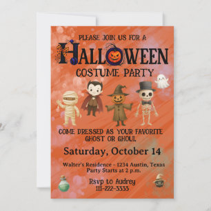 Invitation Fête de costumes d'Halloween pour enfants
